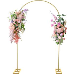 Queension 7.2FT Arch Backdrop Stand, Metal Wedding Arch Stand for Ceremony, Backdrop Stand Arch Frame with Base for Birthday Party Baby Shower Balloon Arch Decorations, Gold