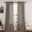 Dark Taupe Linen Curtains 90 Inch Length 2 Panels Set for Living Room Rod Pocket Back Tab Window Drapes Light Filtering Modern Farmhouse Curtain 90 Inches Long for Dining Room Bedroom Nursery 52x90