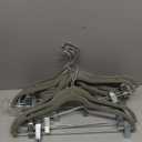 SONGMICS 11-Pack Pants Hangers, 16.7-Inch Long Velvet Hangers with Adjustable Clips, Heavy-Duty, Non-Slip Skirt Hangers, Space-Saving for Pants, Skirts, Coats, Dresses, Gray UCRF012G20