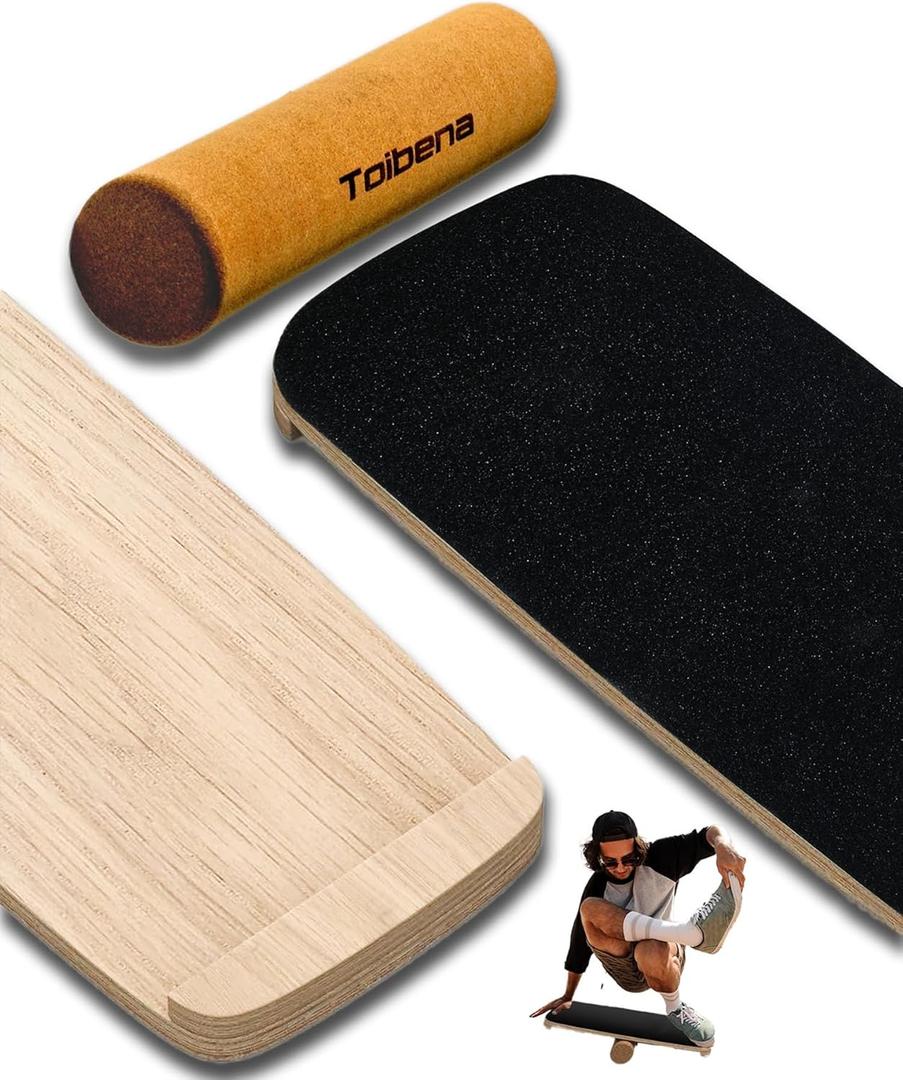 Balance Board trainer for Adults KidsHockey snowboard wobble board450Lbs remarkable core trainer made of wood/Less Plastic