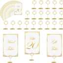 JOYIT 22 Sets Wedding Table Number 1-20 and 2 crad for gift table and head table, with 22 Pcs Table Holders, White Gold Table Number, 4" x 6" Table Numbers for Wedding Reception(22 Set/White Gold)