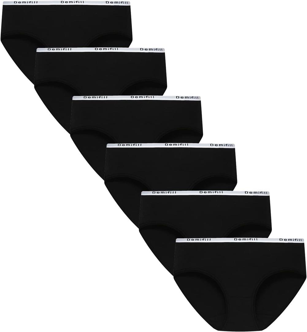 Demifill Teen Girls Underwear Cotton Briefs Soft Panties for Teens Pack of 6 Multipack (12-14 Years, Color001)