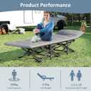 Mopaicot Camping Cot, Folding Cot Bed for Adults with Built-in Mattress and Pillow, Portable Outdoor Sleeping Cot for Camping and Travel, with Carry Bag, Grey, Max Load 450 LBS