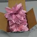 Christmas Poinsettia Artificial Flowers Decorations 5.5" Christmas Tree Wreaths Garland Decoration 12 Pcs Glitter Flowers Picks Decor for Xmas New Year Wedding Party Ornaments (Pink)
