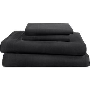 3 Piece Twin Sheets Set | Twin Bed Sheets Set  Light Weight, Soft Breathable Sheets | Brushed Cotton Rich Blend | Secure-Fit, Wrinkle Resistant, Durable, Easy Care Bed Sheets | Comfy Sheets | Black