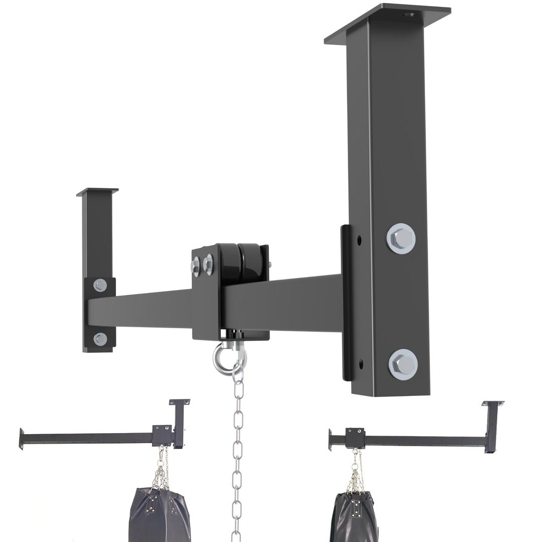 Shikoyi Heavy Bag Hanger Roller Mount 50'' Long Rail Ease Adjust for Heavy Punching Bags up to 300 LBS