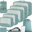 BAGAIL 9 Set Packing Cubes with Packing List Luggage Packing Organizers for Travel Accessories (Dusty Blue)
