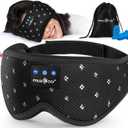 MUSICOZY Bluetooth Sleep Headphones for Side Sleepers, Wireless Headphones with Ultra-Thin Speakers in Comfortable Eye Headphone for Sleeping, Travel, Workout(Mesh Black)