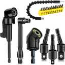 17 Pcs Flexible Drill Bit Extension 105 Degree Right Angle Drill Adapter,360 Rotatable 1/4 3/8 1/2" Impact Grade Socket Adapter Set,90 Angled Bits,Super Bit Shaft Extension Bits,Screwdriver Bit Set