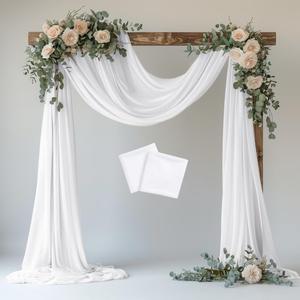 Wedding Arch Draping Fabric 2 Panels 28.7" x 20FT White Sheer Chiffon Backdrop Drapes for Wedding Ceremony Birthday Party Bridal Shower Outdoor Decoration