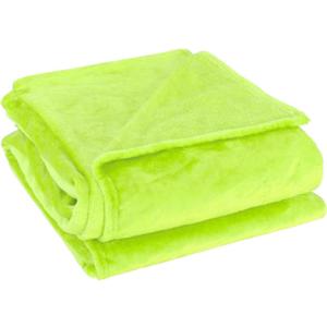 uxcell Flannel Fleece Blanket Queen Size - Soft Lightweight Plush Microfiber Bed Blanket for Sofa or Couch, Machine Washable Blankets Fleeces, Chartreuse 78x90 Inch (Yellow Green)