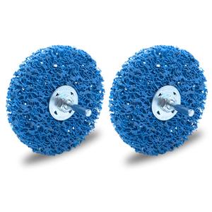 2PCS - 4" inch Strip & Clean Discs, Blue Easy Strip Disc with Shaft, for Die Grinder, Surface Treatment, Rust Paint Glue Removal, **RPM 4,500**, Descaling (Fine)