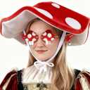 Mushroom Hat Renaissance Elf Ears Glasses Medieval Toadstool Costume Accessories Halloween Forest Fairy Elf Fantasy Outfit