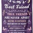 Best Friend Blanket Gifts on Christmas, Friendship Blanket Gifts for Women, Work Bestie, BFF, Soul Sister, for Women Friends on Mothers Day, Birthday, Xmas, to My Friend Throw Blanket, 60"x50" (Purple)