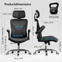 Ergalithic Ergonomic Office Chair-Computer X-Shaped Chair Mesh PU Leather with Adjustable Lumbar Support-Executive Desk Chair High Back with Headrest Flip-Up Arms for Long Hours (Black), 24.8 Inches W X 25.6 Inches D X 45.2-49.2 Inches H