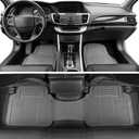 BDK 3-Piece Gray Rubber Floor Mats (Front + Rear), Heavy Duty Universal Fit Liners for Cars SUVs Trucks Vans, All Weather Protection Anti-Slip Nibs, Flexible Contours Fits Most Vehicles