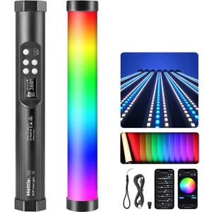 Mettlelite TLX1 RGB Tube Light LED Full Color Portable Video Light with APP Control 2800K-8000K CRI96 TLCI97 360° RGB CCT HSI Mode 10 Customizable Light Effects Rechargeable Battery Magnet Design