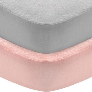 Flannel Crib Sheet 2 Pack, 100% Cotton Flannel, Heavenly Soft Fitted Sheet for Standard Crib (28" X 52") and Toddler Mattresses, Grey&Pink