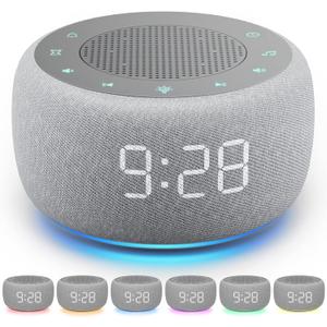 Buffbee Alarm Clock with Sound Machine for Bedrooms  2-in-1 White Noise Machine for Sleep, Gentle Wake-Up with Soft Alarm Sounds, Ambient Night Light, Plug-in, Sleep Better, Wake Gently