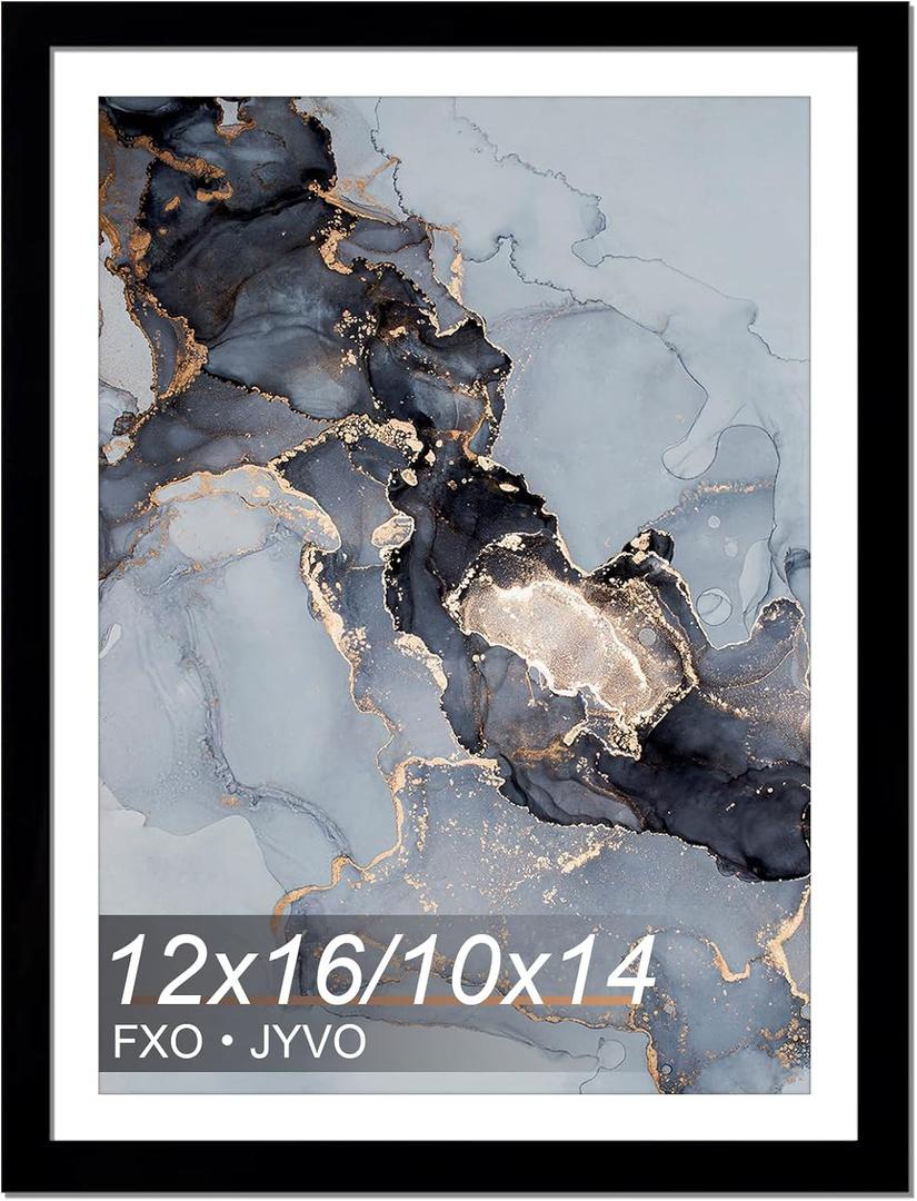 12x16 Frame Black, Display Picture 10x14 with Mat or 12 x 16 Without Mat, Wall Hanging Large Picture Frame for Diamond Art Painting 30x40cm - 1 Pack