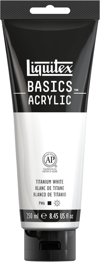 Liquitex BASICS Acrylic Paint, 250ml (8.5-oz) Tube, Titanium White