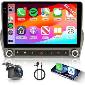 [4G+64G] Car Stereo for Chevrolet Chevy Camaro 2008-2015, Android 9 Inch IPS Touch Screen Radio with Wireless Carplay &Android Auto, GPS, Double Din, Bluetooth DSP, WiFi, FM RDS, Camera