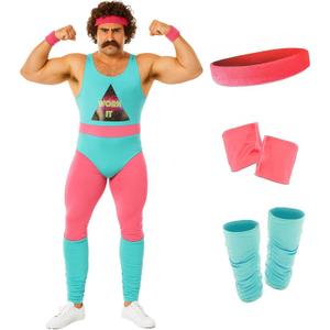 fun shack 80s Exercise Costumes For Men, 80s Workout Costumes, Retro Fitness Outfits For Men, 80s Gym Attire (XL)