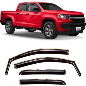 Voron Glass in-Channel Extra Durable Rain Guards for Trucks Chevrolet (Chevy) Colorado/GMC Canyon 2015-2022 Crew Cab, Window Deflectors, Vent Window Visors, 4 Pieces - 220184
