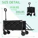 Collapsible Wagon with Tailgate, Wagons Carts Foldable with 350lbs Capacity, Lightweight Portable Utility Wagon Cart for Shopping Camping Sports Garden (Blue)