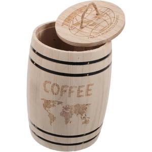 NUOBESTY Wooden Barrel Canister with Airtight Lid Small Kitchen Storage Container for Coffee Beans Tea Leaves Sugar Rustic Farmhouse Decor 6.88X4.92X4.92In