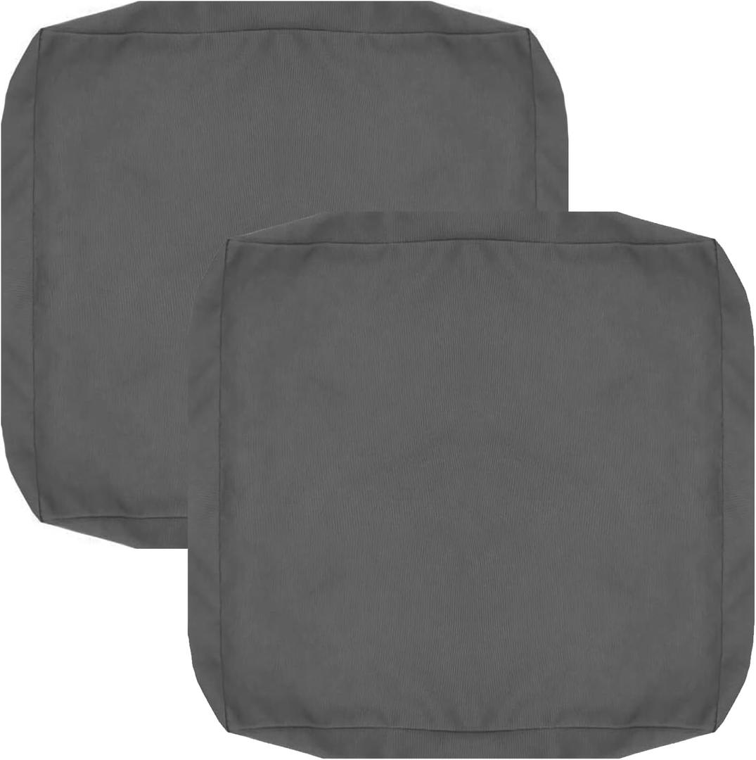 FLYMEI Patio Cushion Covers 24x24x4 Waterproof Outdoor Cushion Cover Replacement 2Packs Outdoor Seat Cushion Slipcover for Rattan Chair Sofa, Dark Grey