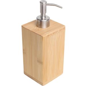 Bamboo Hand Soap Dispenser Wooden Lotion Pump Dispenser for Bathroom Kitchen Dish Lotion Shampoo with Stainless Steel Soap PumpRectangle