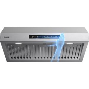 CIARRA Under Cabinet Range Hood 30 inch with Ducted/Ductless Stove Hood Vent with 2-Level LED Light for Kitchen, Stainless Steel, Gesture & Touch Control, Easy to Install