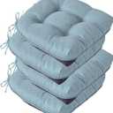 Chair Cushions for Dining Chairs, Seat Cushions for Kitchen Chairs, Indoor Seat Cushions with Ties, Tufted Foam Chair Pads, Non Slip Chair Cushions Set of 4, 15.5" x 15.5" x 4", Light Blue