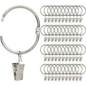 40 Pack Rings Curtain Clips Rustproof Metal Window Drapery Decorative Clips Vintage Heavy Duty Eyelet Curtain Rods Hangers Rings with Hooks, 1.5In Inner Diameter (Silver-Open)