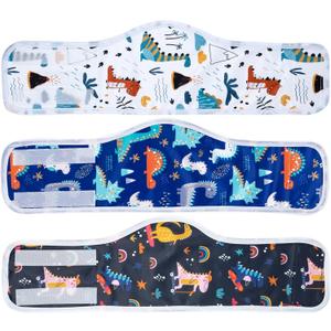 MICOOYO Male Dog Diaper Lightweight Dog Wraps Washable Dogs Diapers Doggie Belly Bands for Male Dogs, Small Reusable Puppy Diapers (Dinosaur, S) (Small (9''-12''))