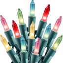 Easter Decorations Mini String Lights - 26.5 feet 100 Count Mini Light Set on Green Wire Plug in End to End Connectable for Indoor Outdoor Party Yard Garden Patio Home Easter Decor, Multicolored