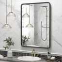 GOLOMO 22x30 Inch Silver Bathroom Mirror, Brushed Silver Metal Frame Mirror, Rounded Rectangle Bathroom Vanity Mirror, Shatterproof, Anti-Rust (Horizontal/ Vertical)