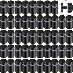 Moxweyeni 0.5 x 0.8 Inch Stainless Steel Standoffs Matte Black Standoffs Pack Standoff Screws Kit Wall Sign Standoffs for Advertising Board Hanging Acrylic Picture Frame (48 Pieces)