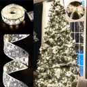 Ribbon Lights for Christmas Tree Decorations,32ft 100 LED Lights Silver Edge Wired Ribbon Fairy Lights for Xmas Tree Wedding Birthday Party Home Holiday Decor