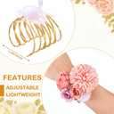 Hotop 4 Set Hammered Textured Gold Corsage Wrist Bracelet Bands Bride Bracelet Adjustable Wrist Corsage DIY Wedding Wristband Accessory for Bridal Party Prom