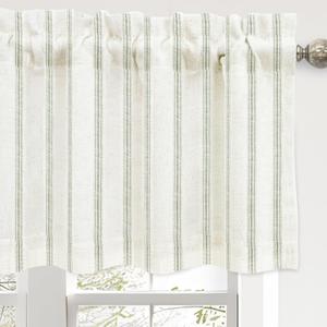 DriftAway Farmhouse Linen Lined Valance Double Layer Thermal Insulated Room Darkening Blackout Window Valances 3 Inch Rod Pocket Vertical Striped Kitchen Valance, Single, 52 Inch by 18 Inch, Loden Green