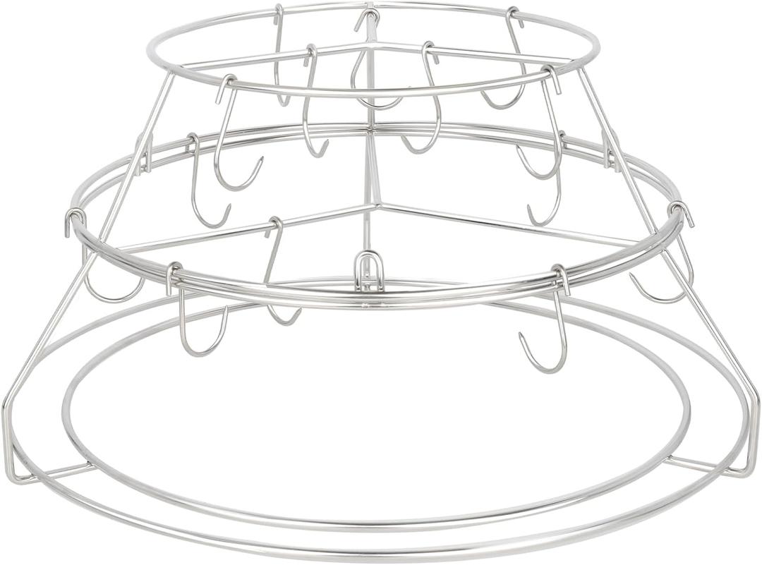 Rib Hanging System for Big Green Egg Medium, 3-Tier Rib Hanger with Removable Cooking Hooks 304 Stainless Steel Replacement Kit Grill Racks BGE Accessories