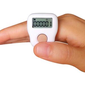 Rechargeable Silent Finger Counter 6 Channels Digital Tasbih Tally Clicker with LED for Prayer Knitting Sports Gift (White)