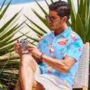 Christmas Hawaiian Shirt for Men Christmas in July Shirt Men Funny Santa Claus Graphic Summer Beach Button Down Tops