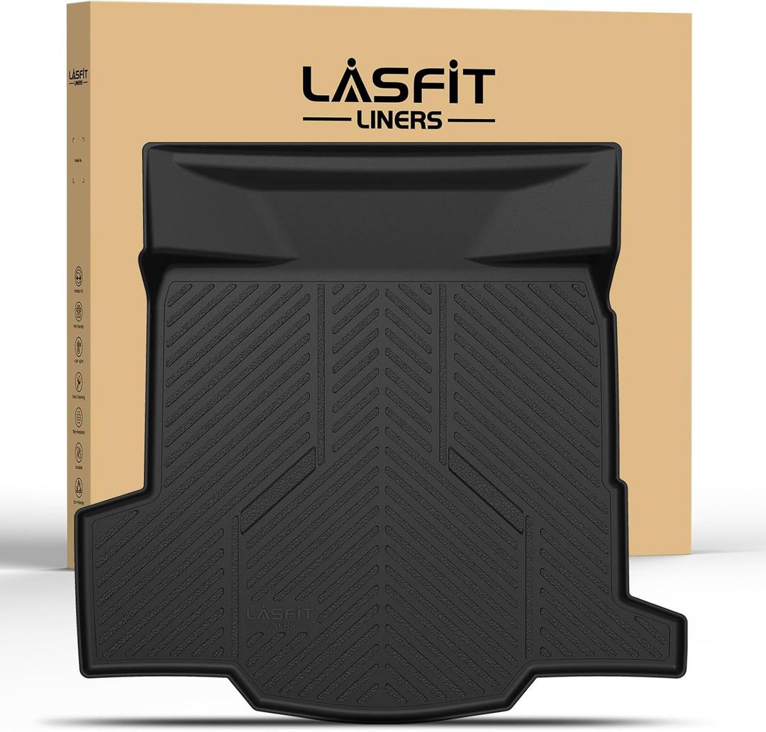 LASFIT Trunk Mat for Chevrolet Chevy Impala 2014-2020 (Not Fit Equipped with The Auto Stop/Start System), All Weather TPE Custom Fit Cargo Mat Trunk Liner for Chevy Impala Accessories, Black
