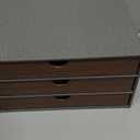 Cloth-effect Faux Leather Desk Organizer File Cabinet Executive Office Supplies Desktop Filing A4 Contract Document Stackable Storage Box with 3 Drawers (Grey)