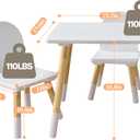 Kids Wood Table and 2 Chair Sets, Toddler Small Multi-Activity Study, Eating, and Playing Table Set for Age 3-7, Child Desk and Chair Set for Daycare, Classroom, Home