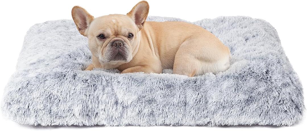 FCheng Plush Square Dog Mat, Cat Mat, Easy Wash, Non-Slip, Super Soft Deep Sleep Pet Bed, Suitable for Large, Medium and Small Dogs. (Gray, Large)