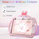 for iPad 10th Generation Case 10.9 Inch 2022 Kids Girls for iPad A16 Case 11th Generation 2025 with Screen Protector Shoulder Straps Handle Cute Rabbit Soft Silicone Tablet Cover-Pink